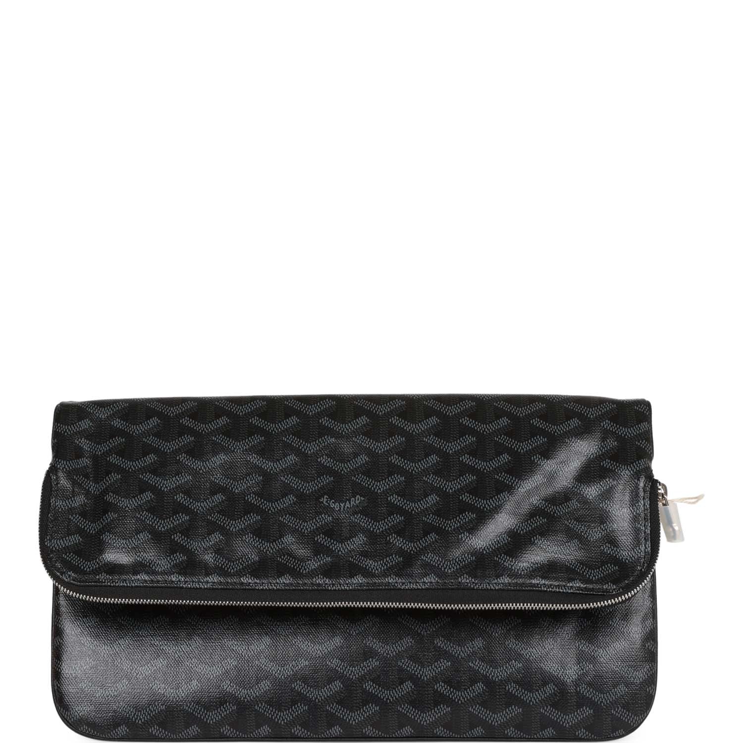 On Sale Goyard Sainte-Marie MM Foldable Clutch Bag Jet Black Goyardine Silver Hardware