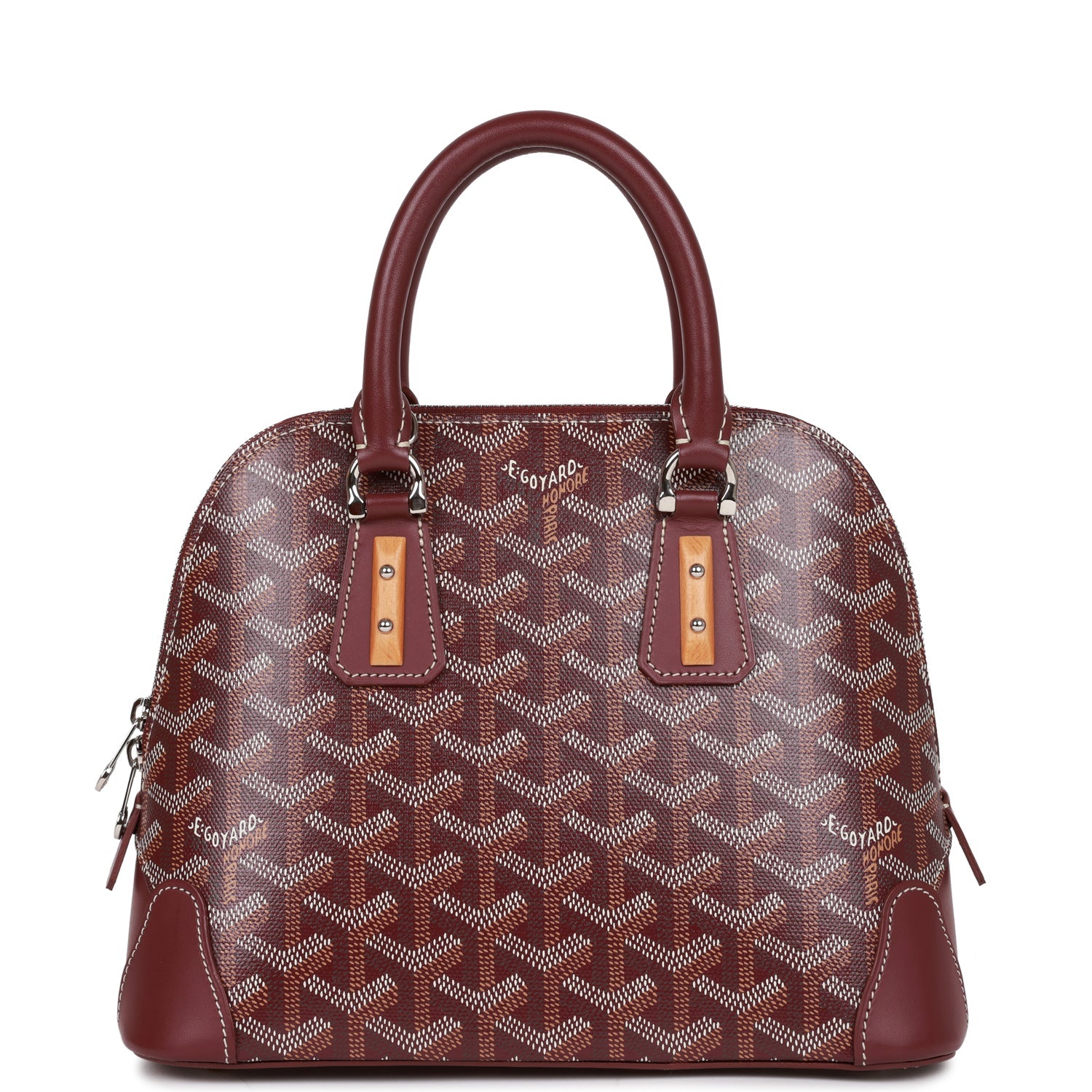 On Sale Goyard Vendome Mini Bag with Strap Burgundy Goyardine Silver Hardware