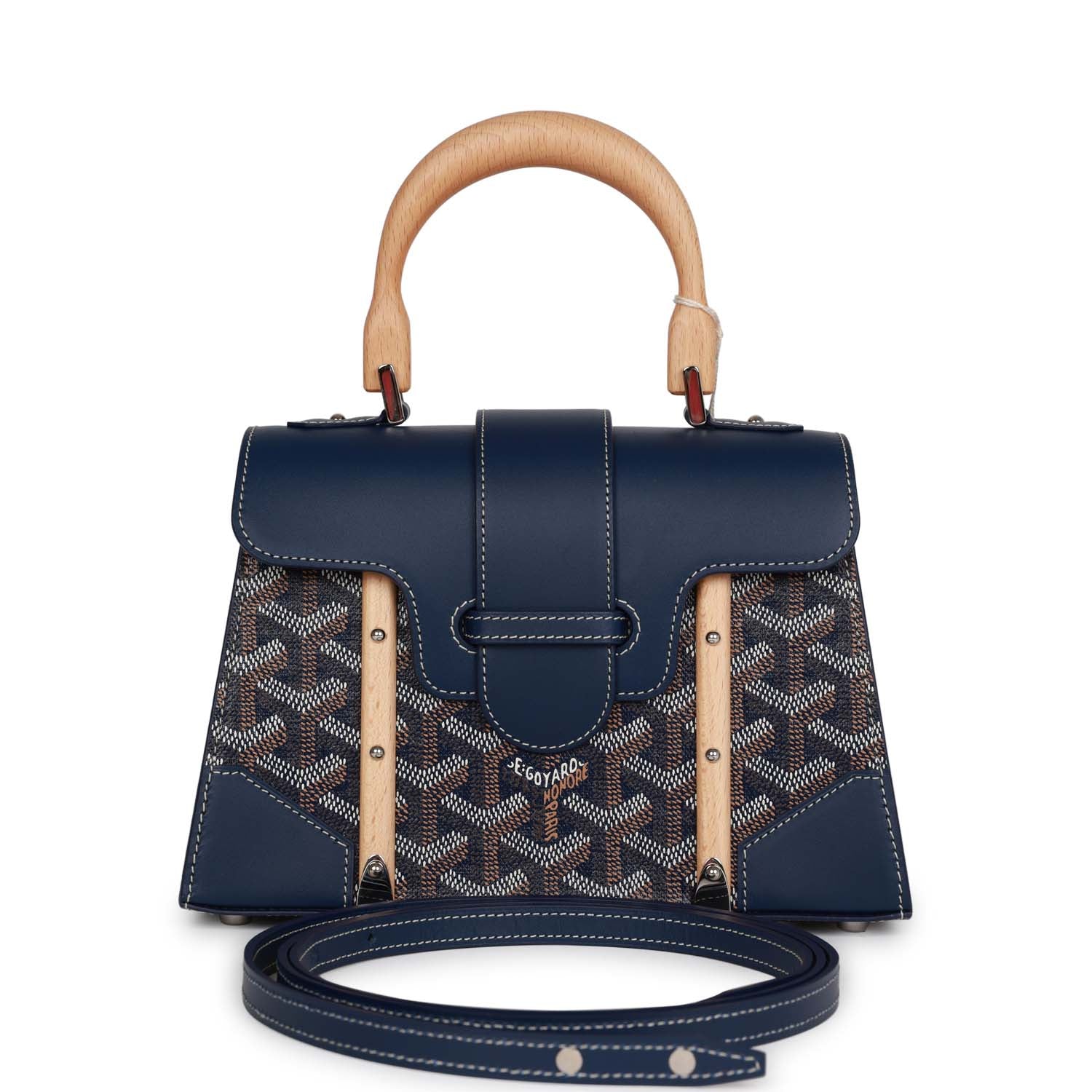 On Sale Goyard Structured Saigon Mini Dark Blue Goyardine Palladium Hardware